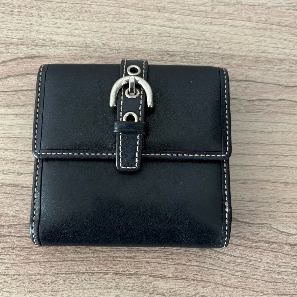 Coach Y2K soho Black Leather Wallet with Silver Buckle